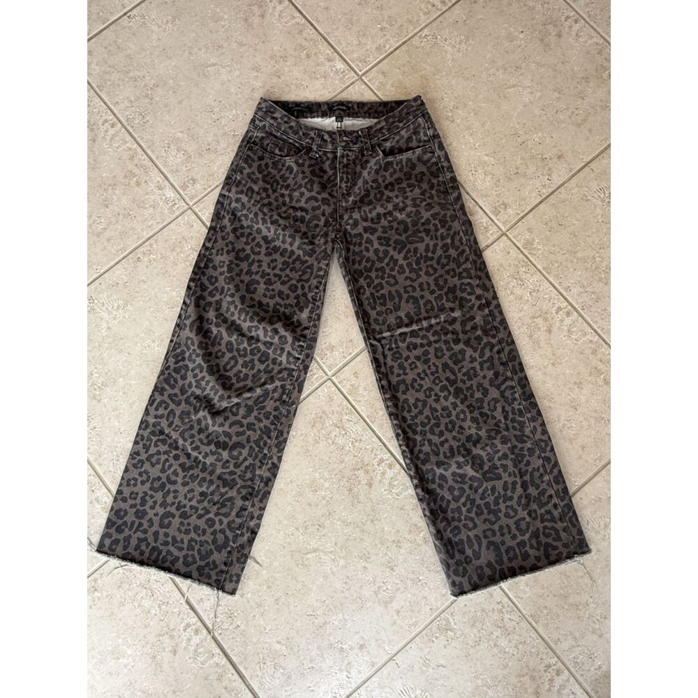 Wild Fable Grey Cheetah Print Wide-Leg Jeans